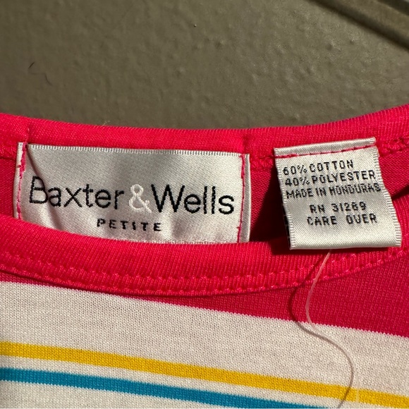 Baxter & Wells Striped Cropped T Shirt Size Petite Medium - Picture 2 of 6